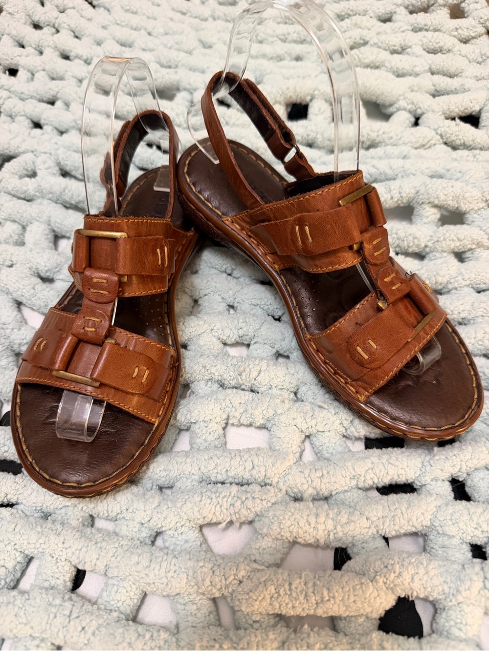 Born Women's Tan Leather Slingback Sandals Sz 7